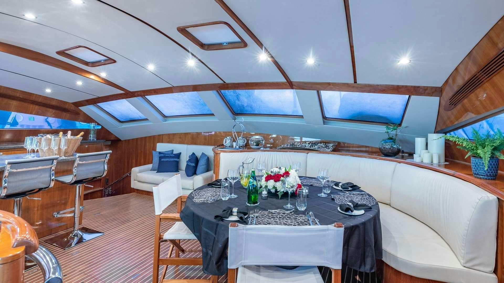 a dining table in a room aboard SUR L'EAU Yacht for Charter