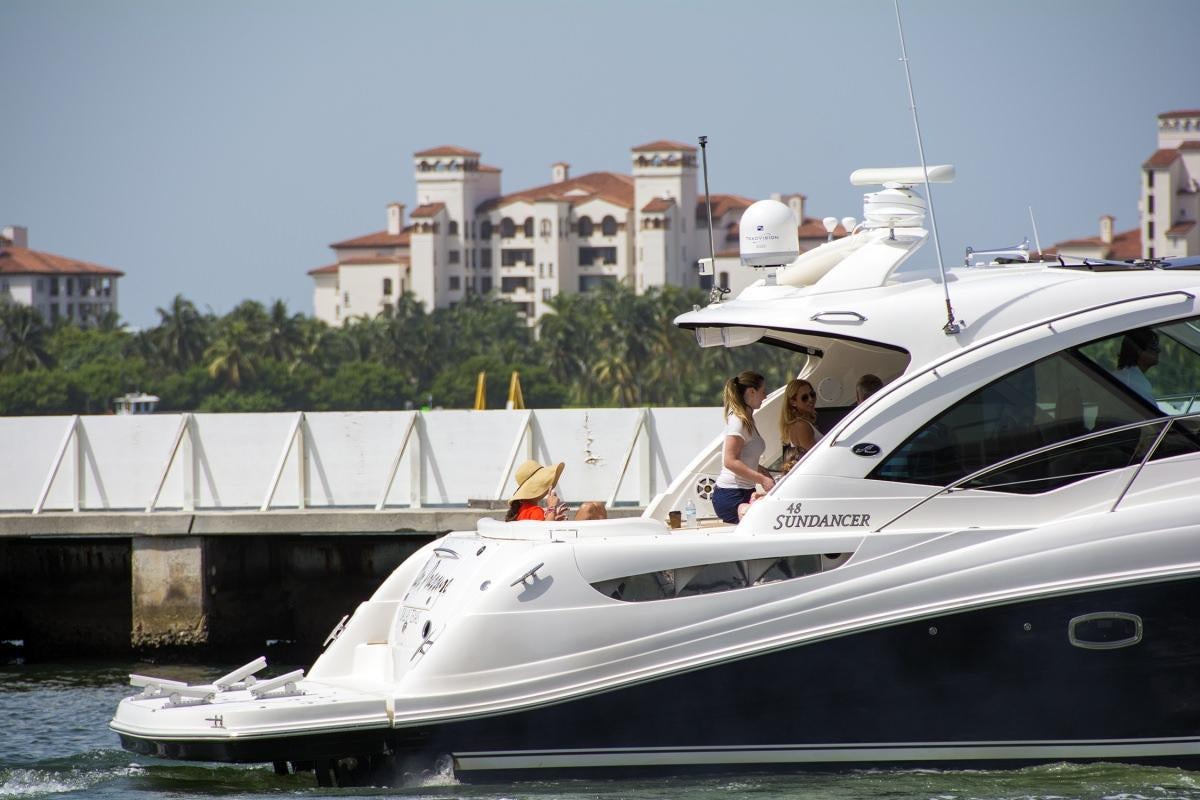 two people on a boat aboard PIER PRESSURE Yacht for Charter