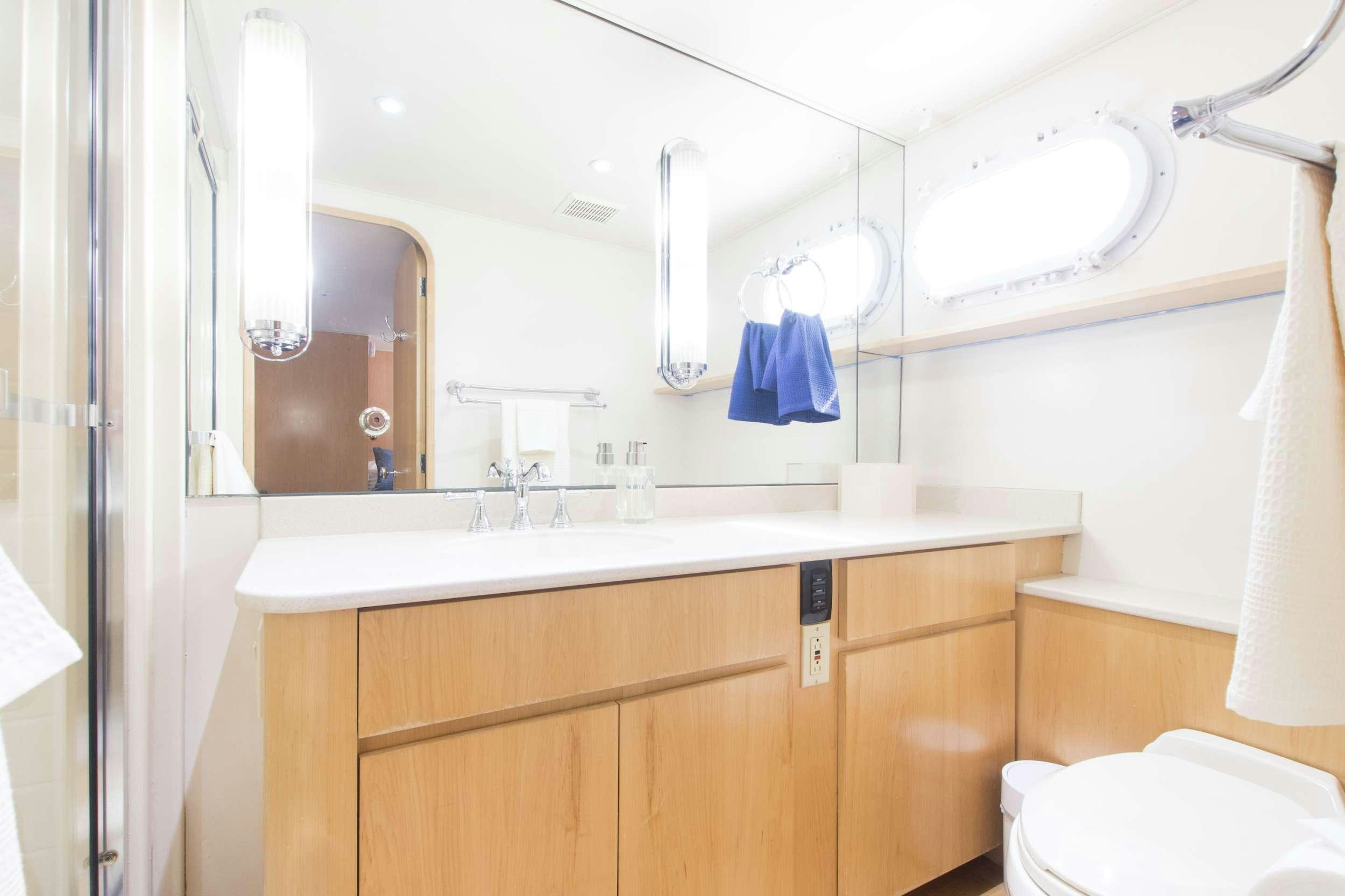 a bathroom with a sink and toilet aboard DENISE ROSE Yacht for Charter