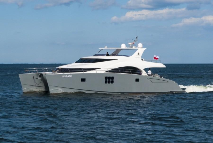 a white yacht in the water aboard SKYLARK Yacht for Charter