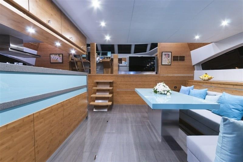 a modern looking living room aboard SKYLARK Yacht for Charter