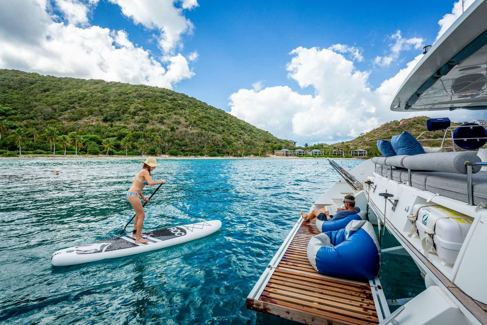 a person on a boat aboard SERENITY NOW Yacht for Charter