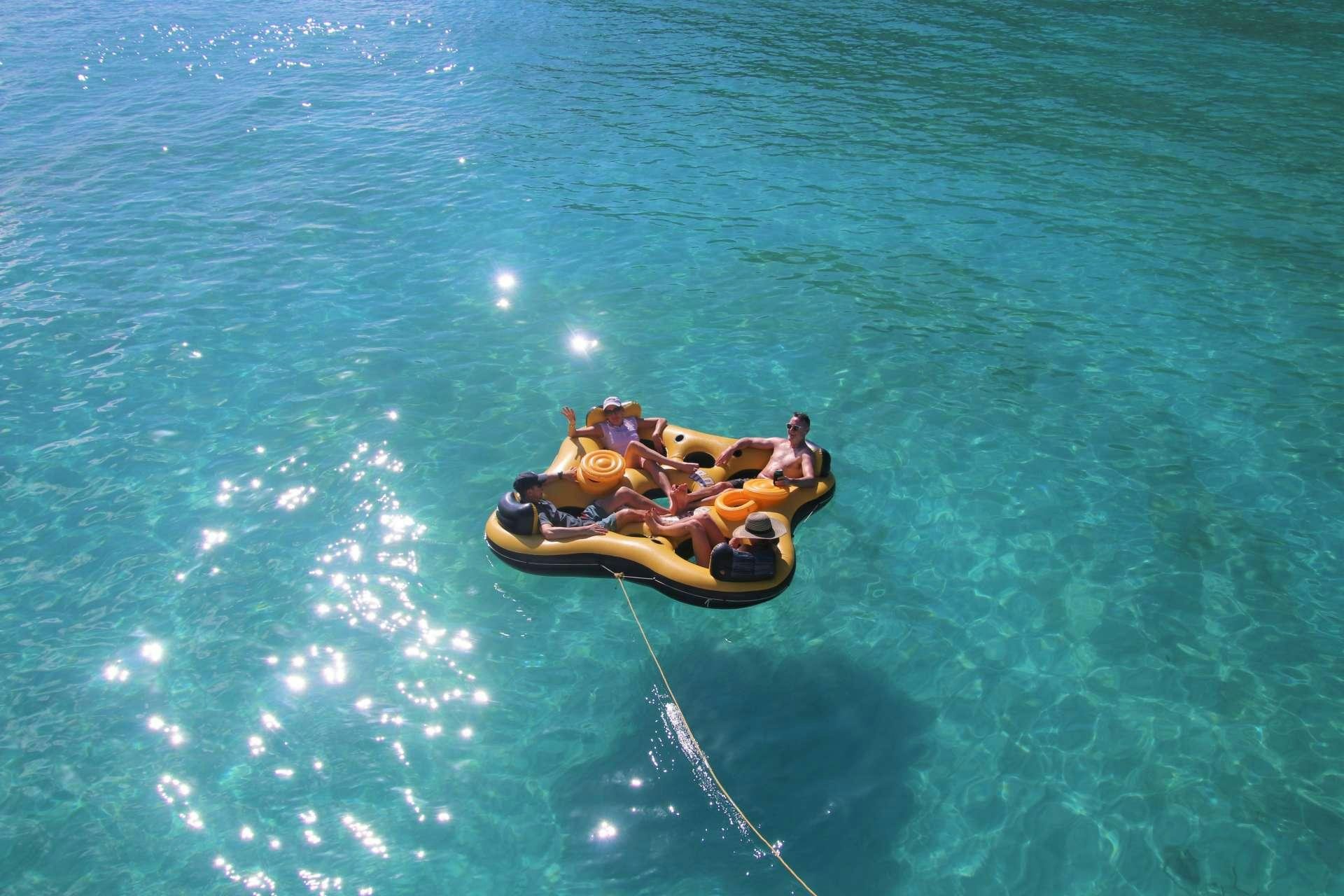 a boat with people in it aboard SERENITY NOW Yacht for Charter