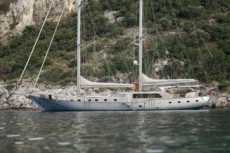a boat on the water aboard SILVER MOON Yacht for Charter