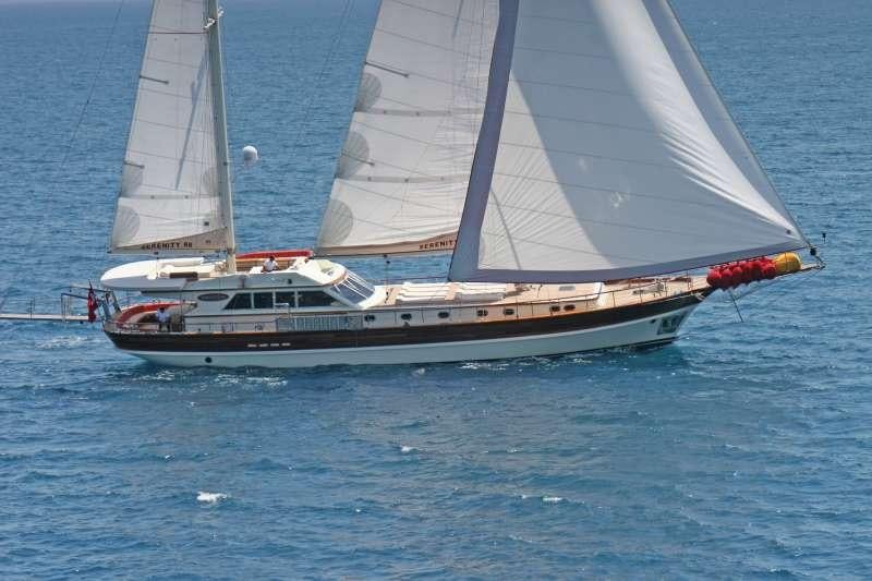 a boat on the water aboard SERENITY 86 Yacht for Charter