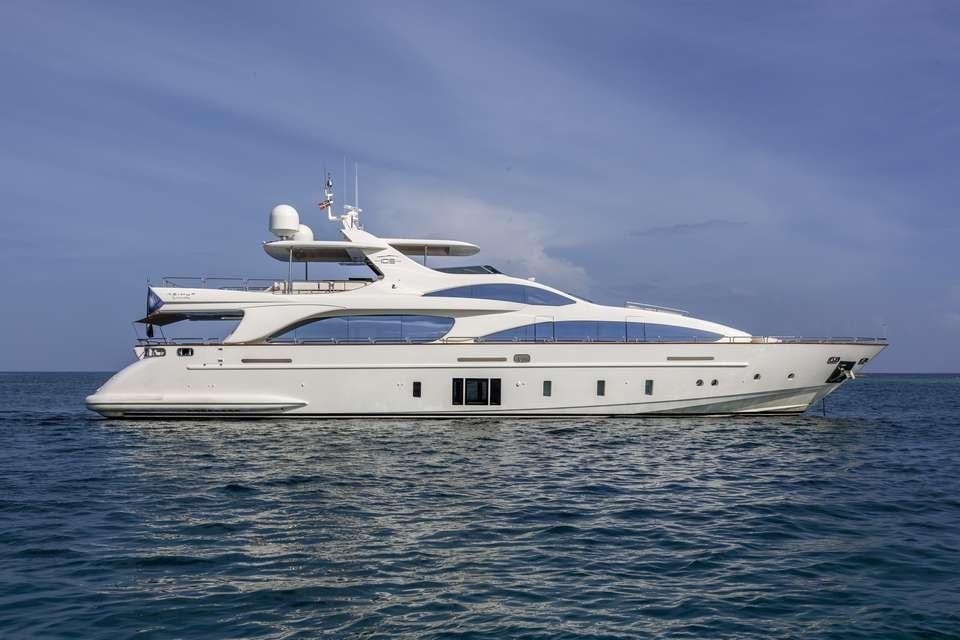 a white yacht in the water aboard INSIEME Yacht for Charter