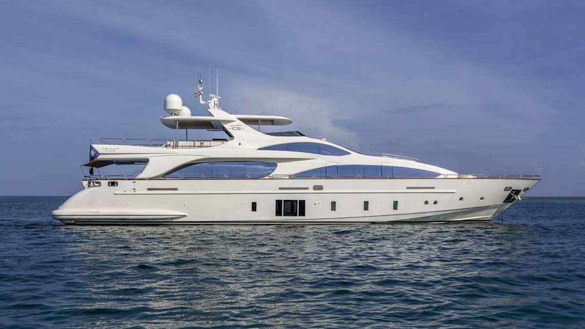 a white yacht in the water aboard ANDIAMO Yacht for Charter