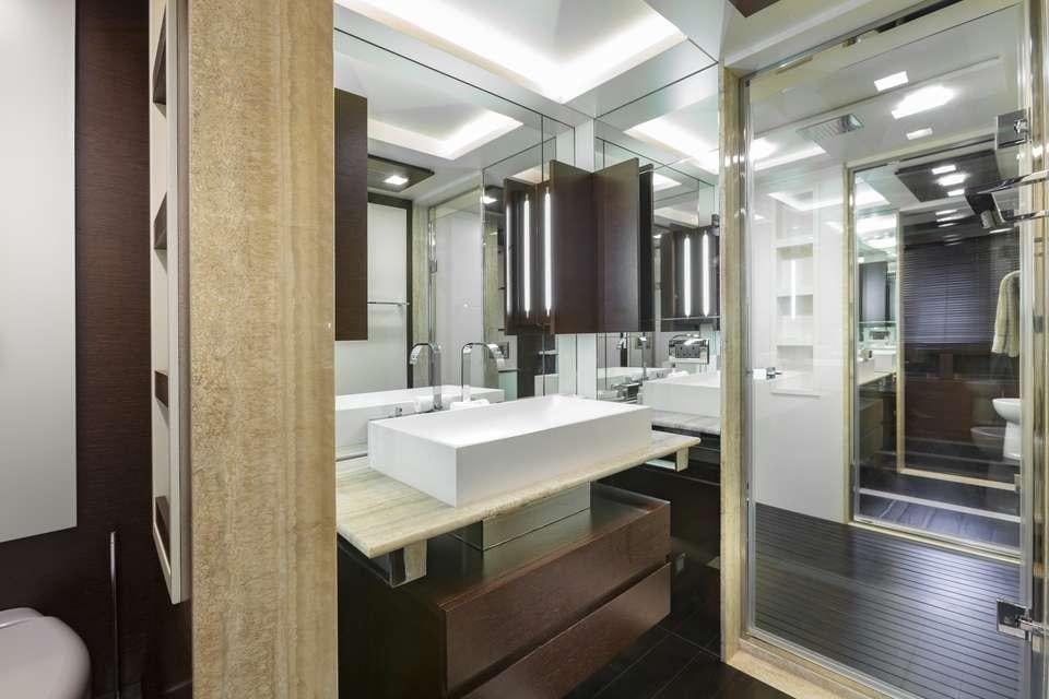 a bathroom with a large sink aboard INSIEME Yacht for Charter