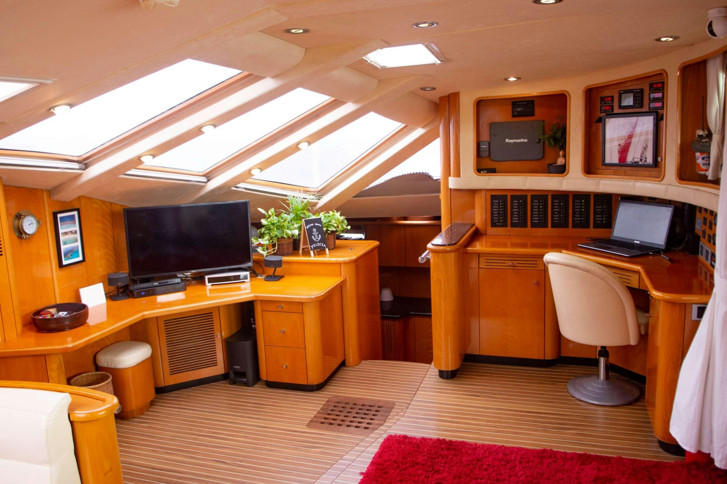a room with a desk and a computer aboard FELICIA Yacht for Charter
