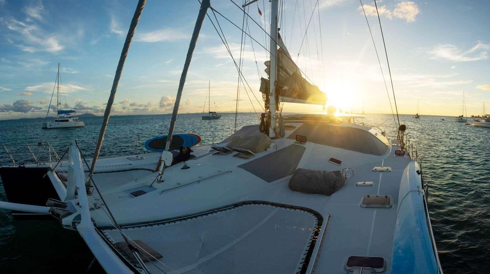 a boat on the water aboard FELICIA Yacht for Charter