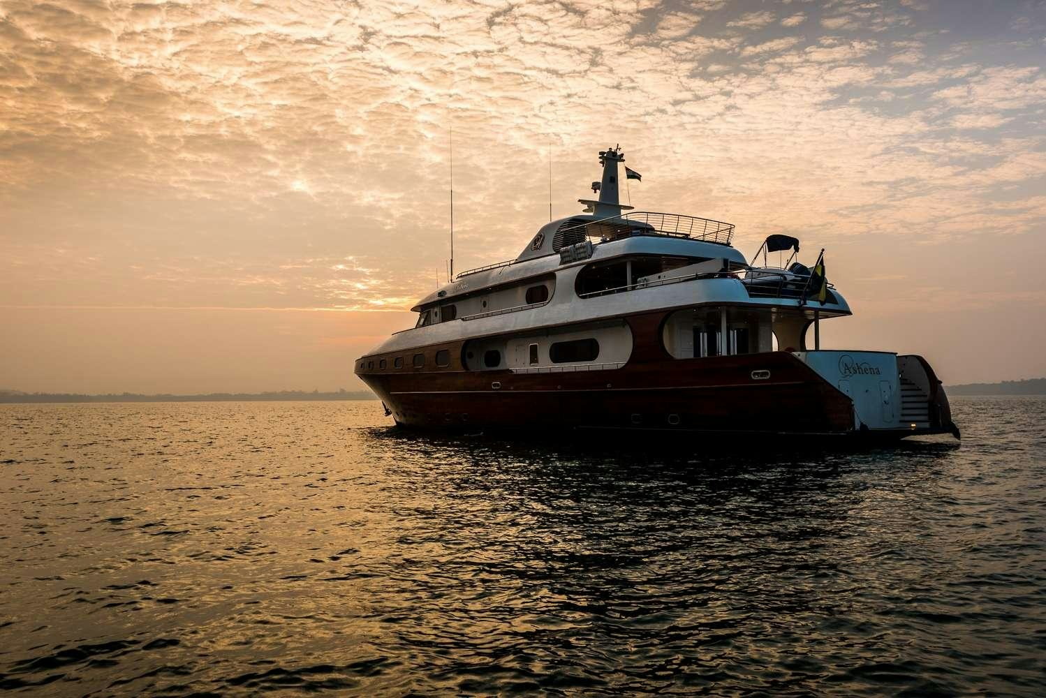 a boat in the water aboard ASHENA Yacht for Charter