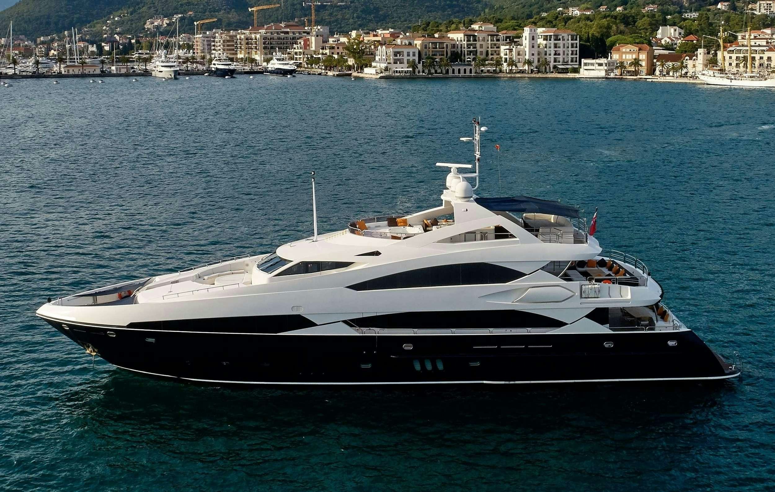 a white yacht in the water aboard BARACUDA Yacht for Charter