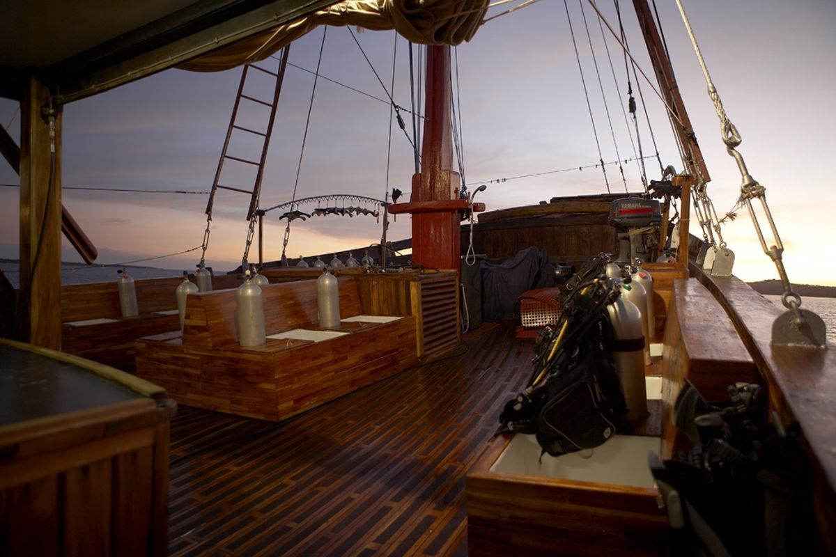 a boat with a large sail aboard DAMAI Yacht for Charter