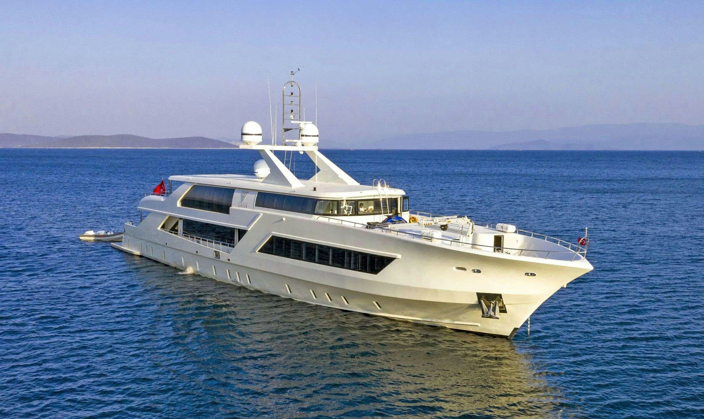 a white yacht in the water aboard VETRO Yacht for Charter
