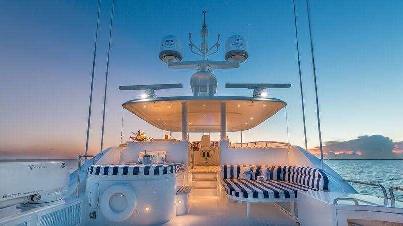 a boat on the water aboard NAUTI N' Yacht for Charter