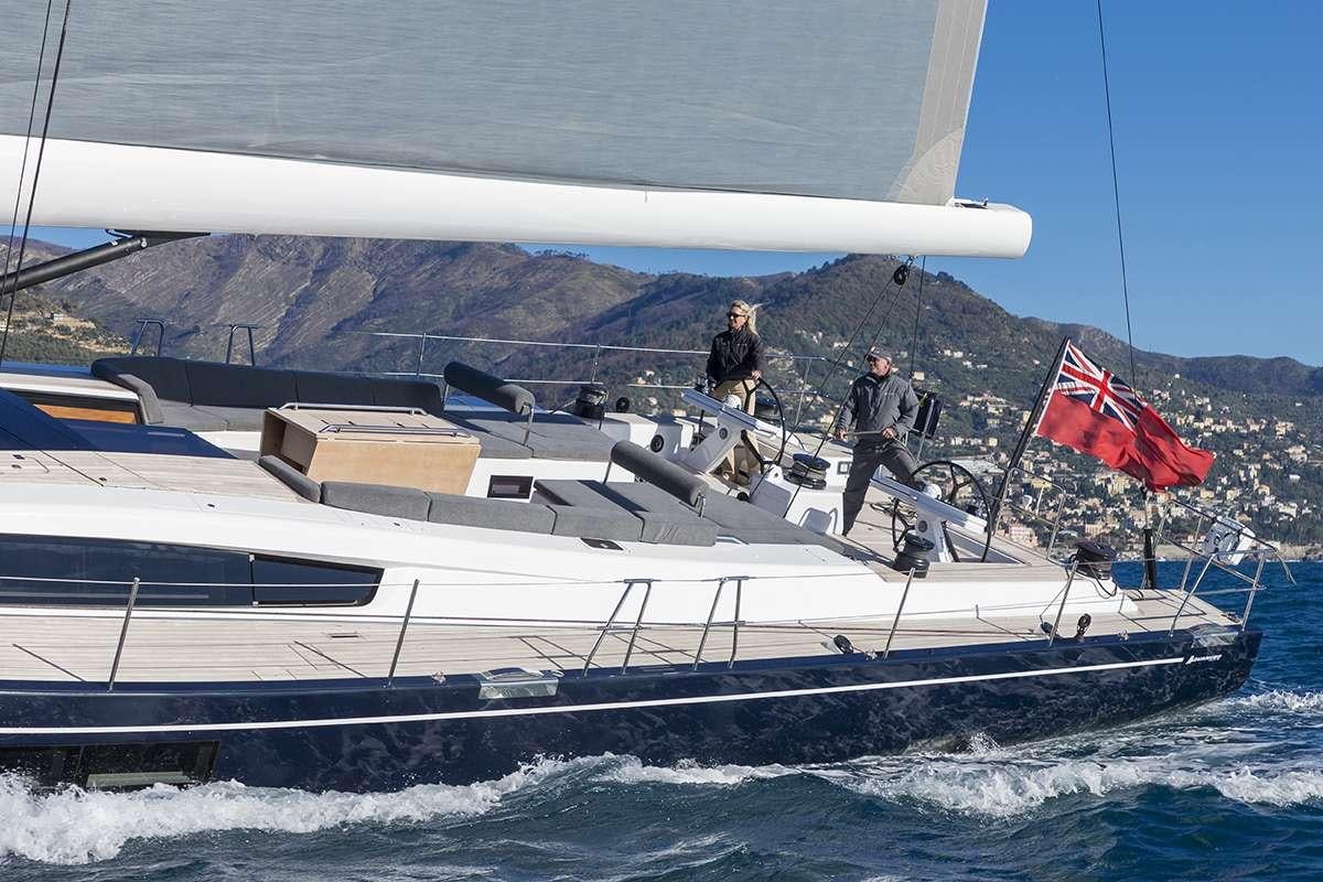 a couple of men on a boat aboard JIKAN Yacht for Charter