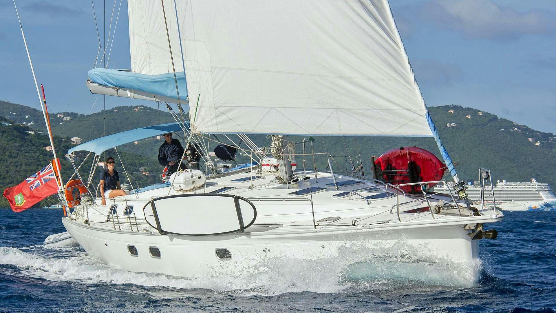 a couple of people on a sailboat aboard NEMO SY Yacht for Charter