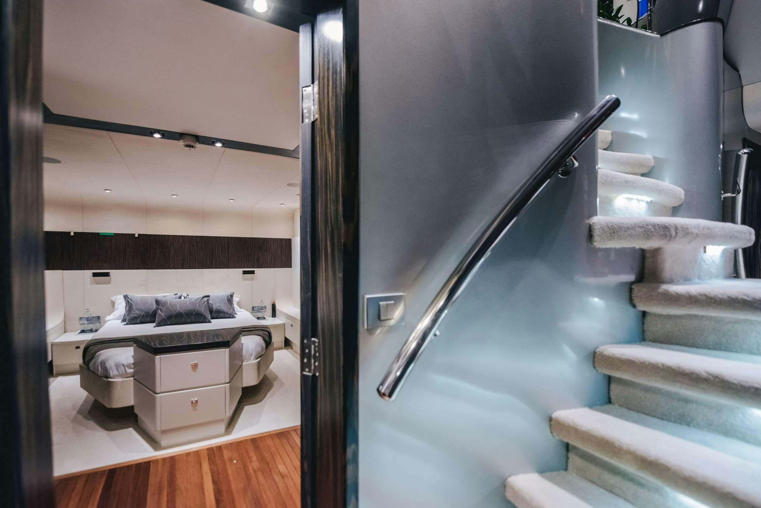 a large black machine aboard ONE BLUE Yacht for Charter