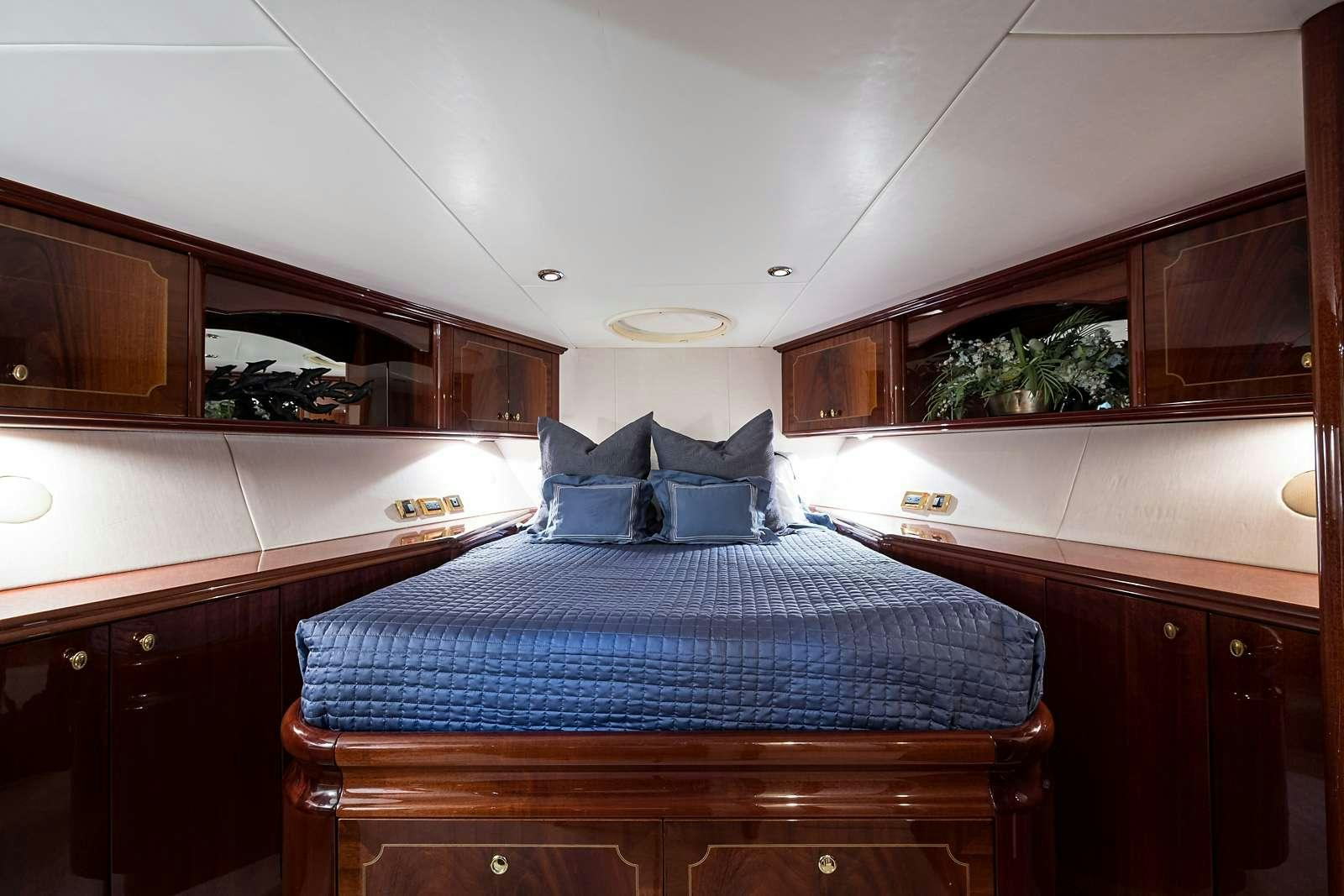 a bed in a room aboard BELLA CONTESSA Yacht for Charter
