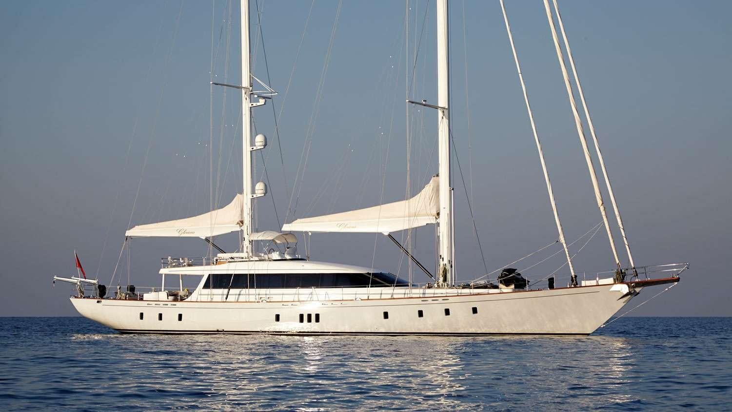 a white sailboat on the water aboard G GIRL Yacht for Charter