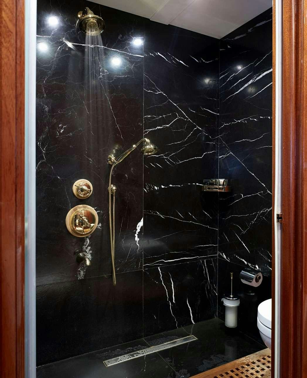 a glass shower door aboard G GIRL Yacht for Charter