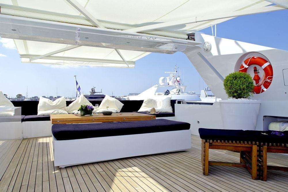 a large room with a large pool aboard TROPICANA Yacht for Charter