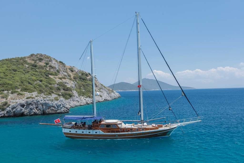 a boat on the water aboard AREA Yacht for Charter