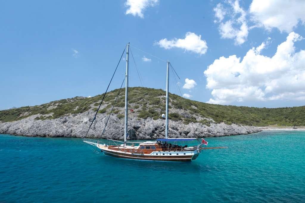a boat on the water aboard AREA Yacht for Charter