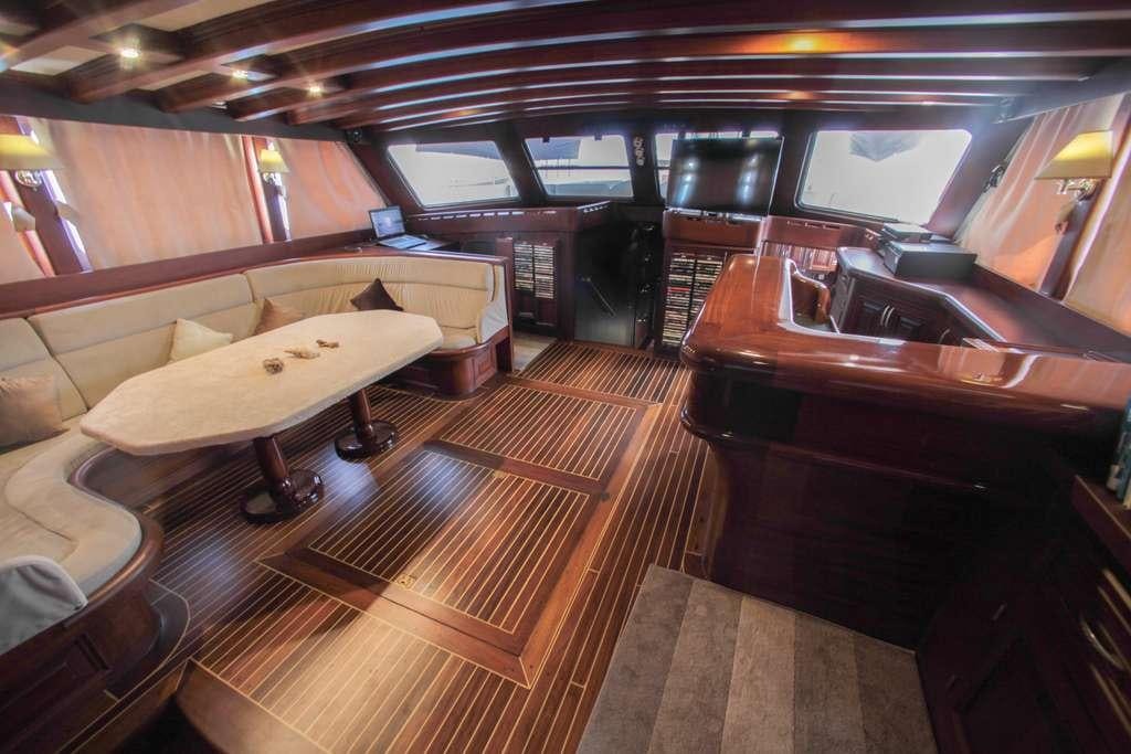 inside of a boat aboard AREA Yacht for Charter
