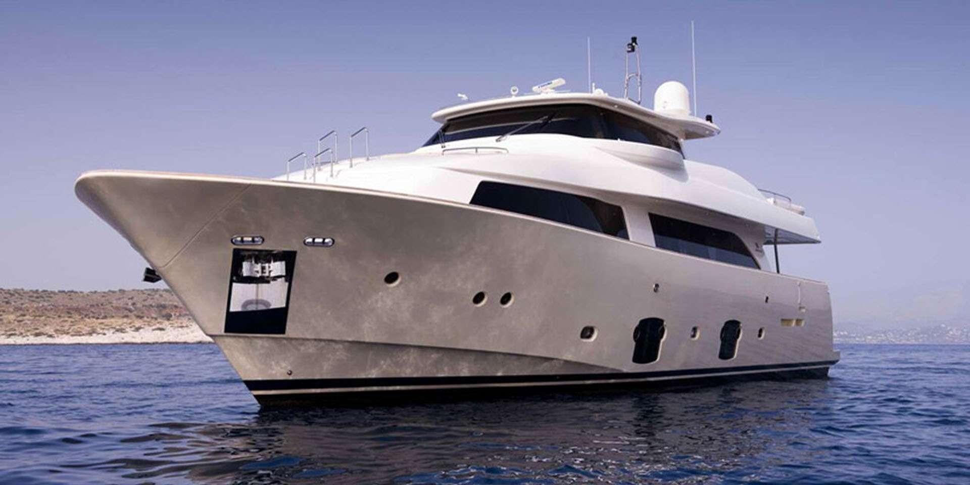 a white yacht in the water aboard DANA Yacht for Charter
