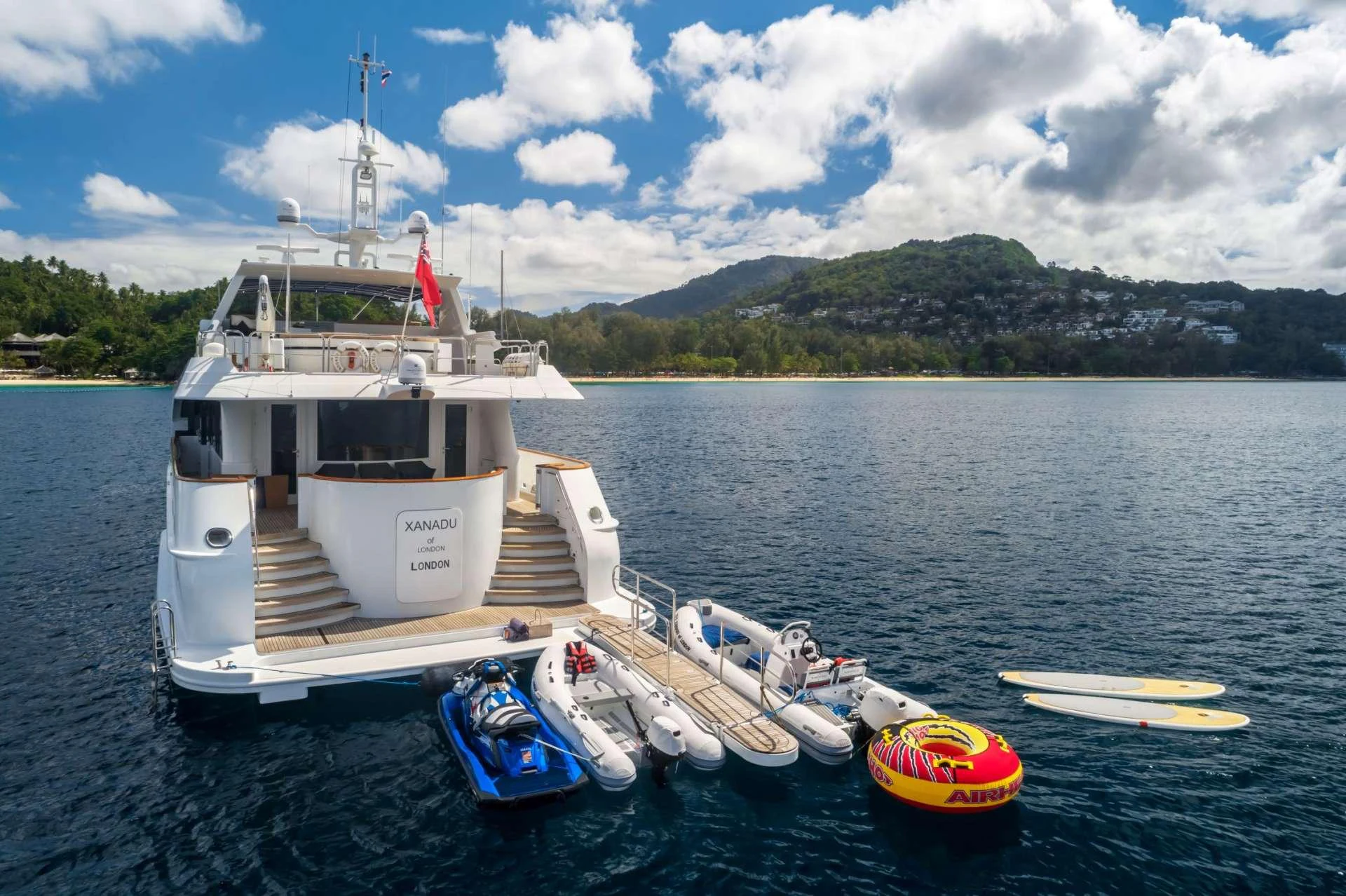 a boat on the water aboard XANADU OF LONDON Yacht for Charter