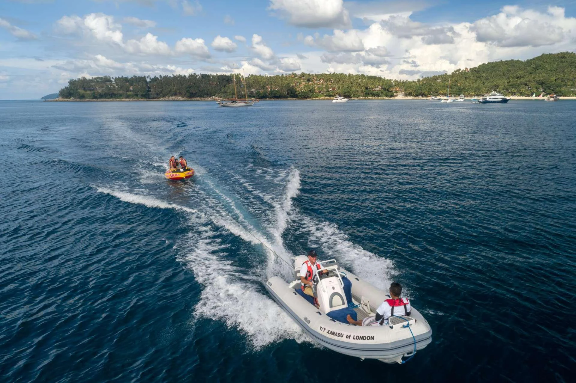 a group of people on a boat aboard XANADU OF LONDON Yacht for Charter