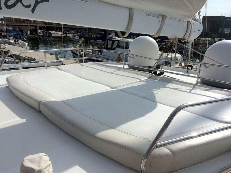 a close-up of a white boat aboard LUAR Yacht for Charter