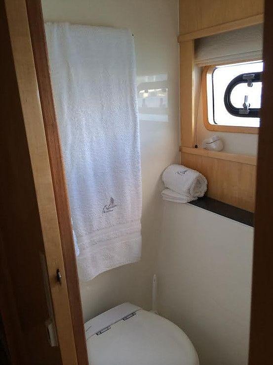 a towel on a towel aboard LUAR Yacht for Charter