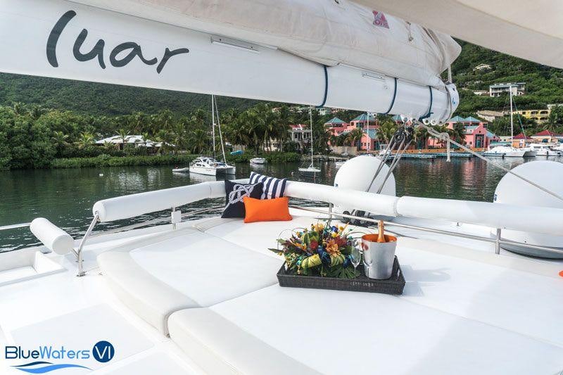 a boat with a planter on it aboard LUAR Yacht for Charter