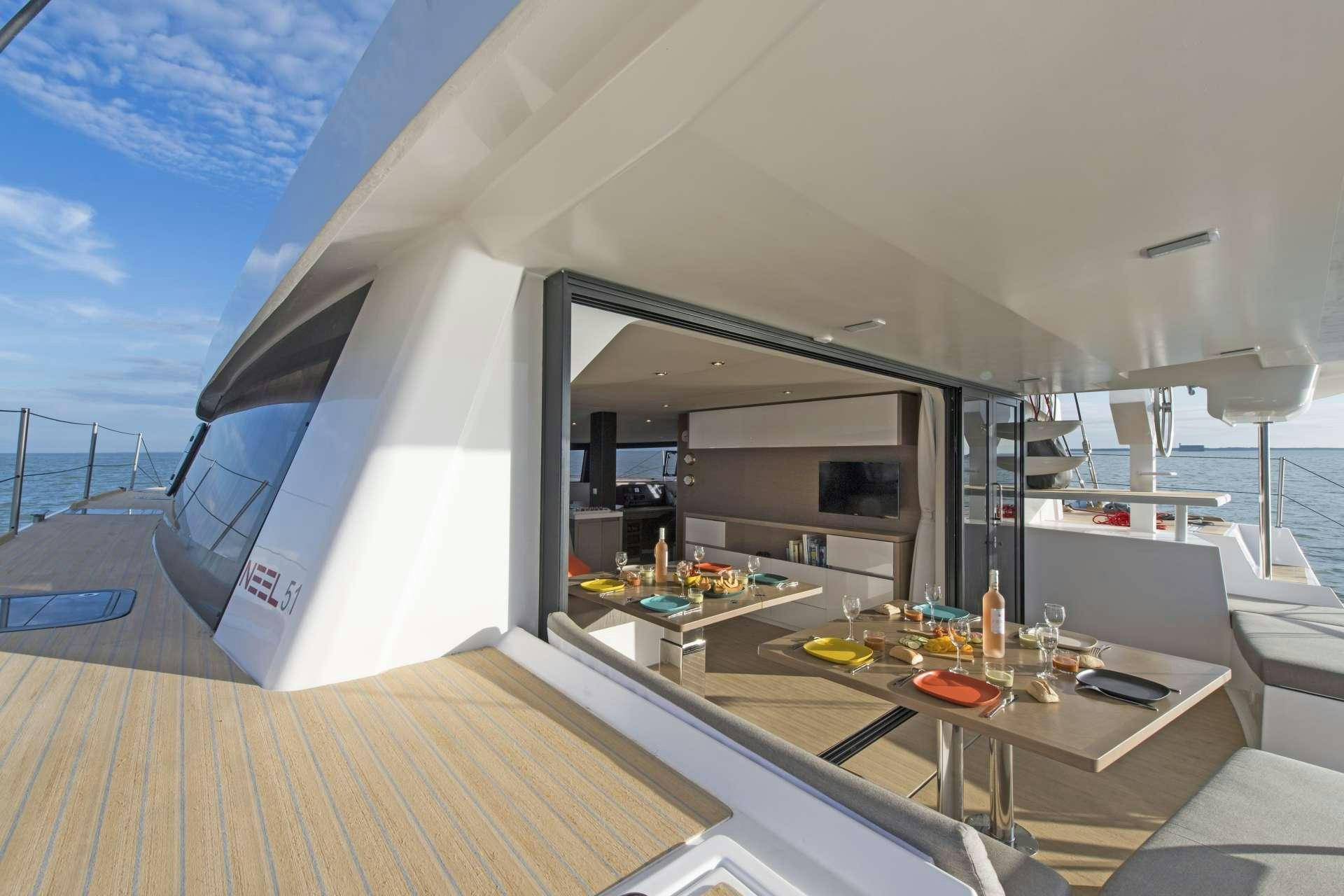 a boat on the water aboard TRILOGY Yacht for Charter