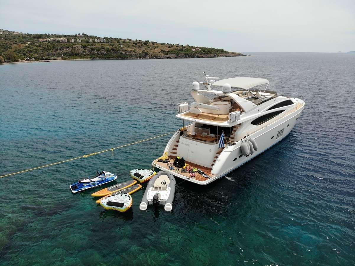 a boat on the water aboard GIA SENA Yacht for Charter