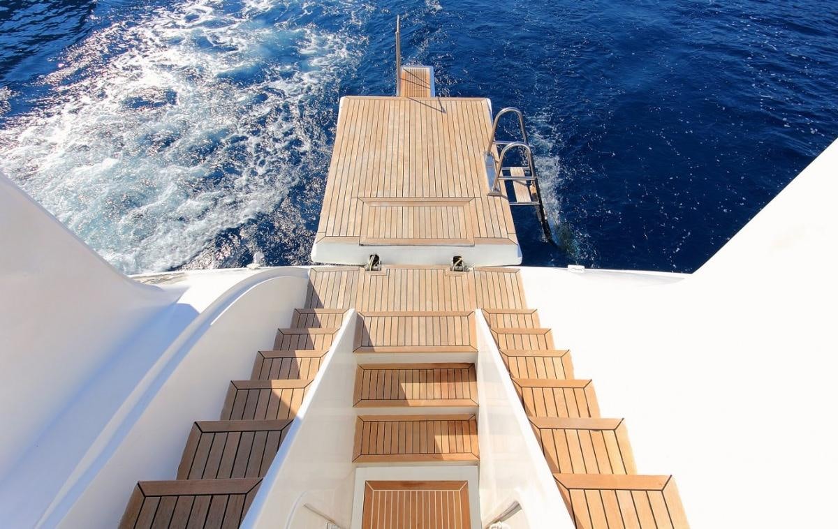 a building with a tower aboard ANGELO II Yacht for Charter