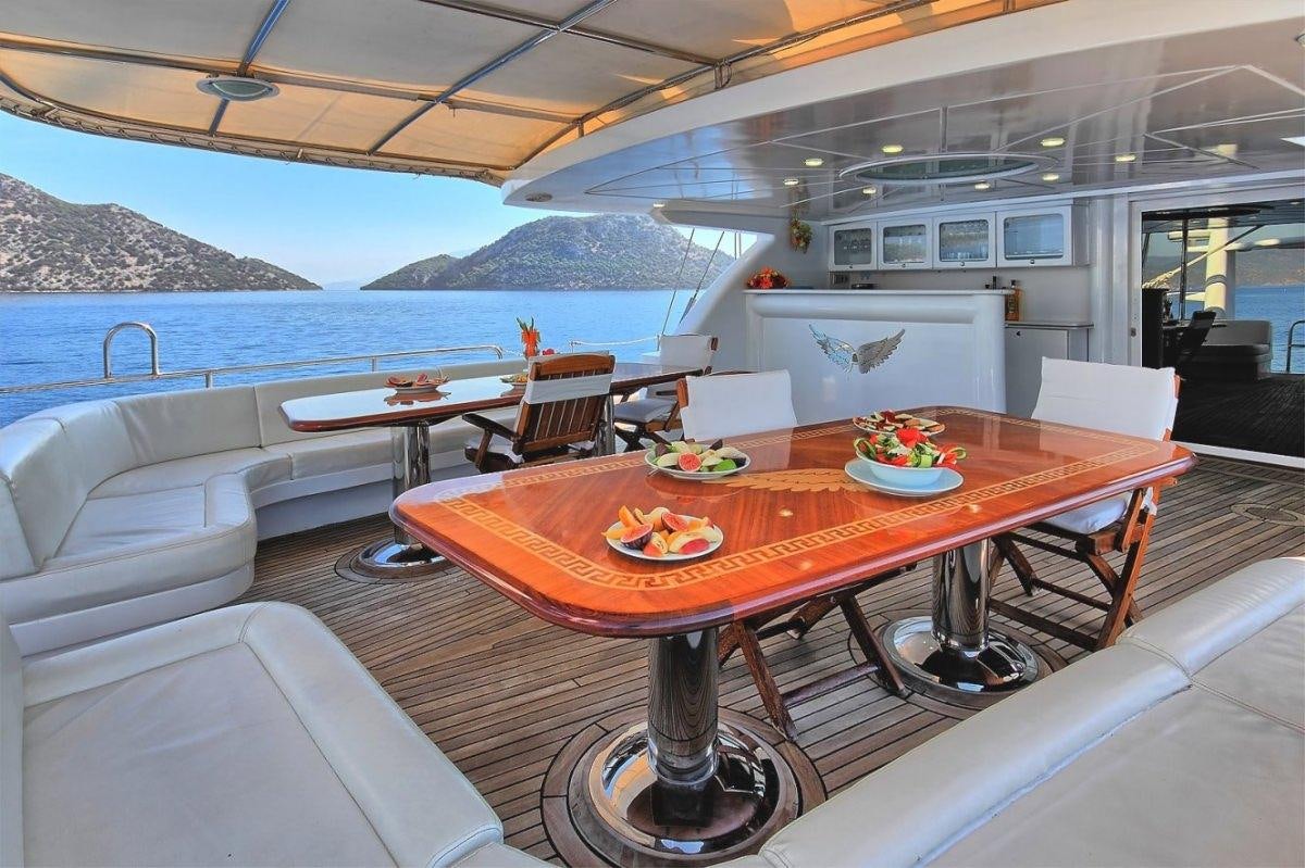 a table on a boat aboard ANGELO II Yacht for Charter