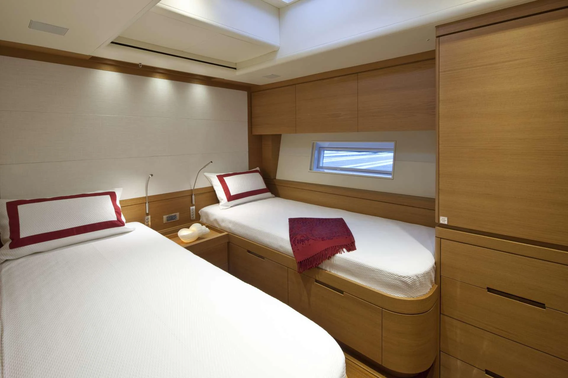 a room with two beds aboard THALIMA Yacht for Charter