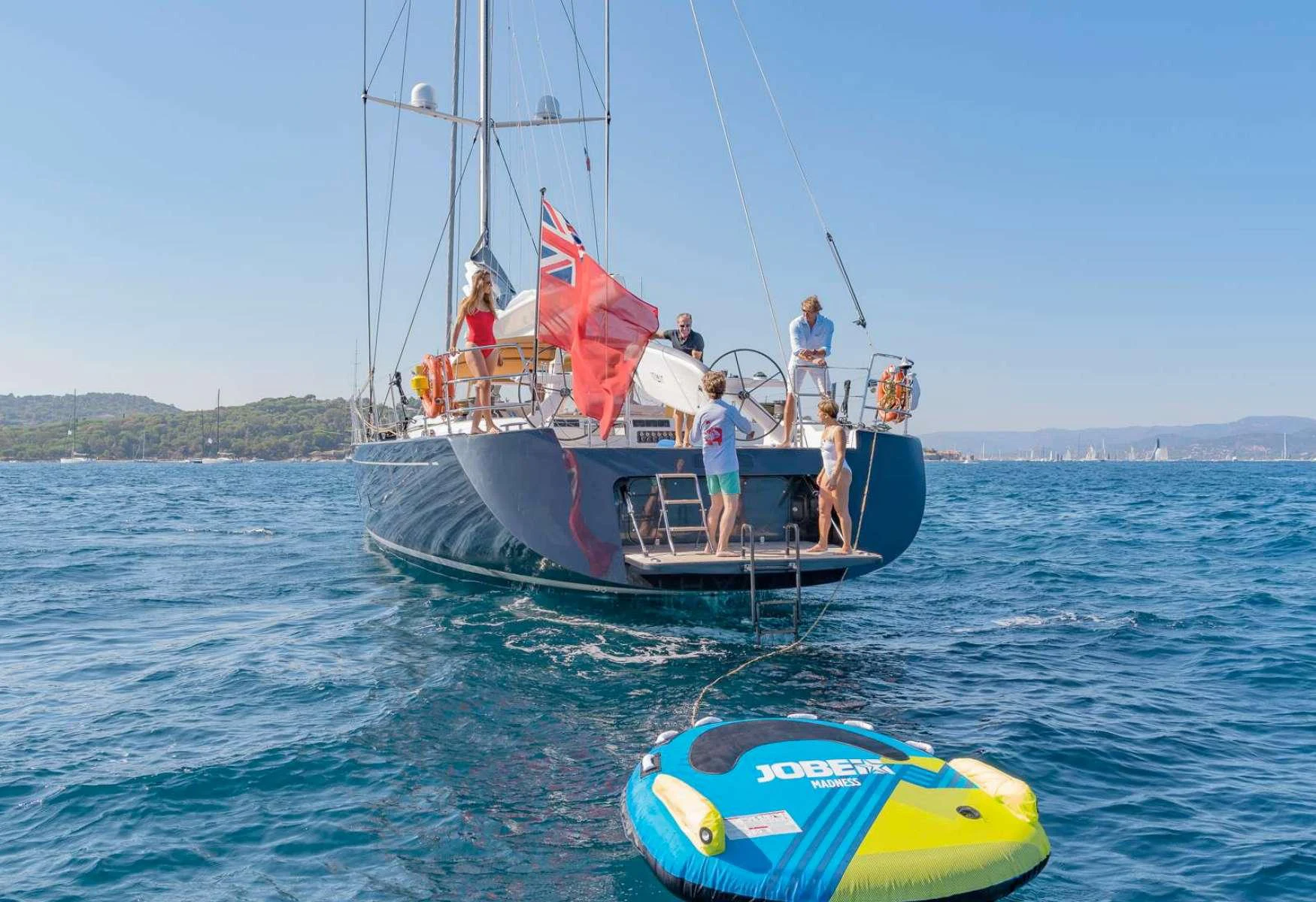 a boat with people on it aboard THALIMA Yacht for Charter