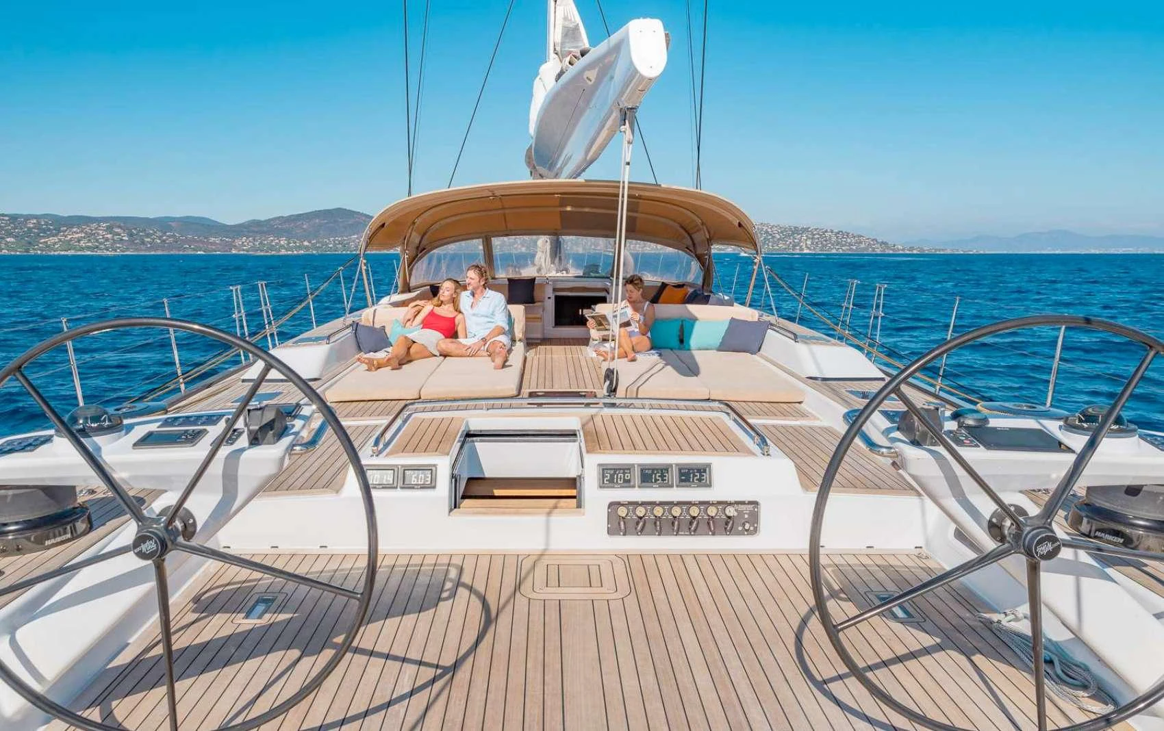 a group of people on a boat aboard THALIMA Yacht for Charter