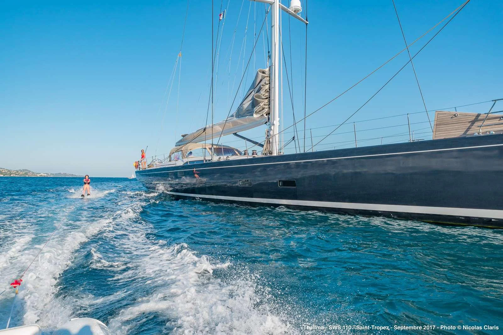 a boat on the water aboard THALIMA Yacht for Charter