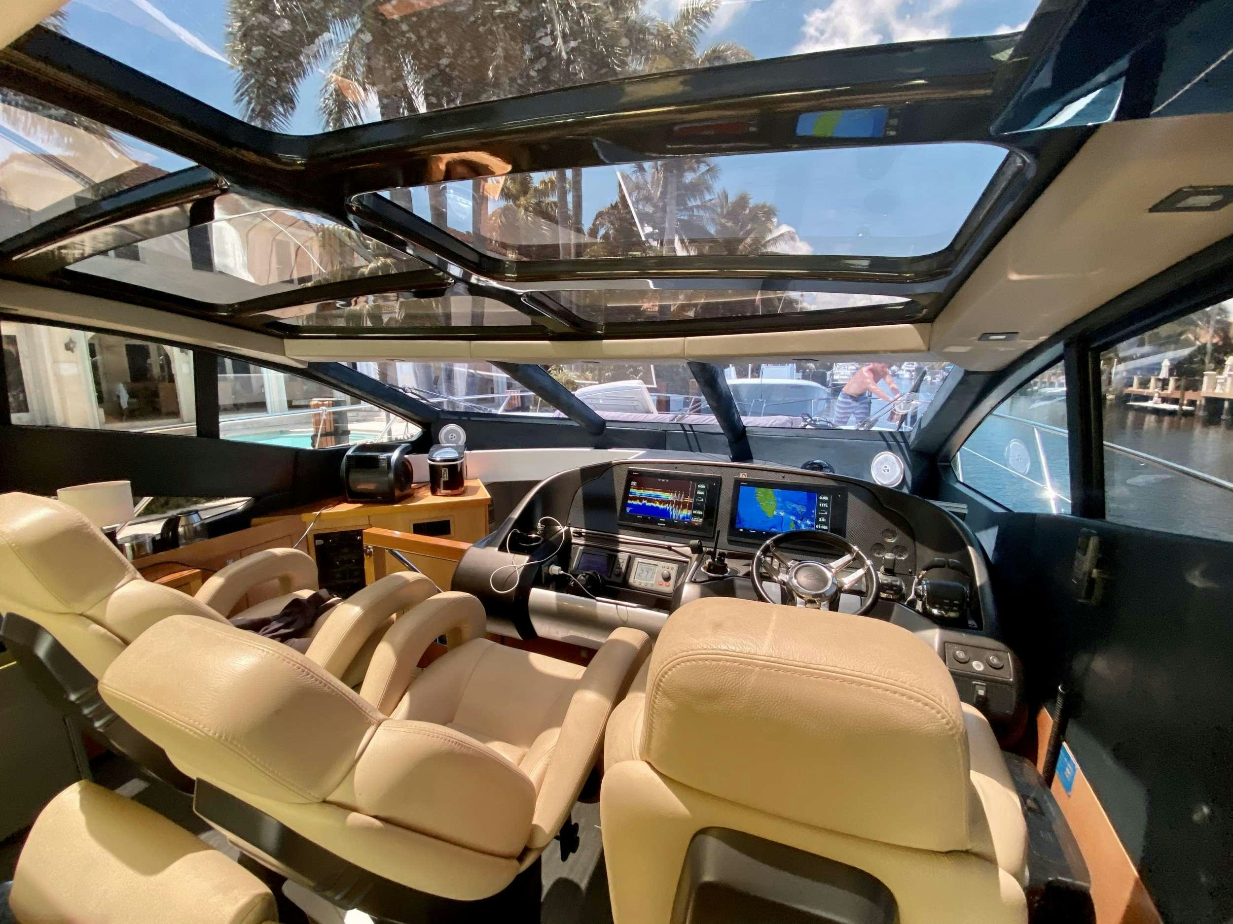 inside of a car aboard ALMA Yacht for Charter