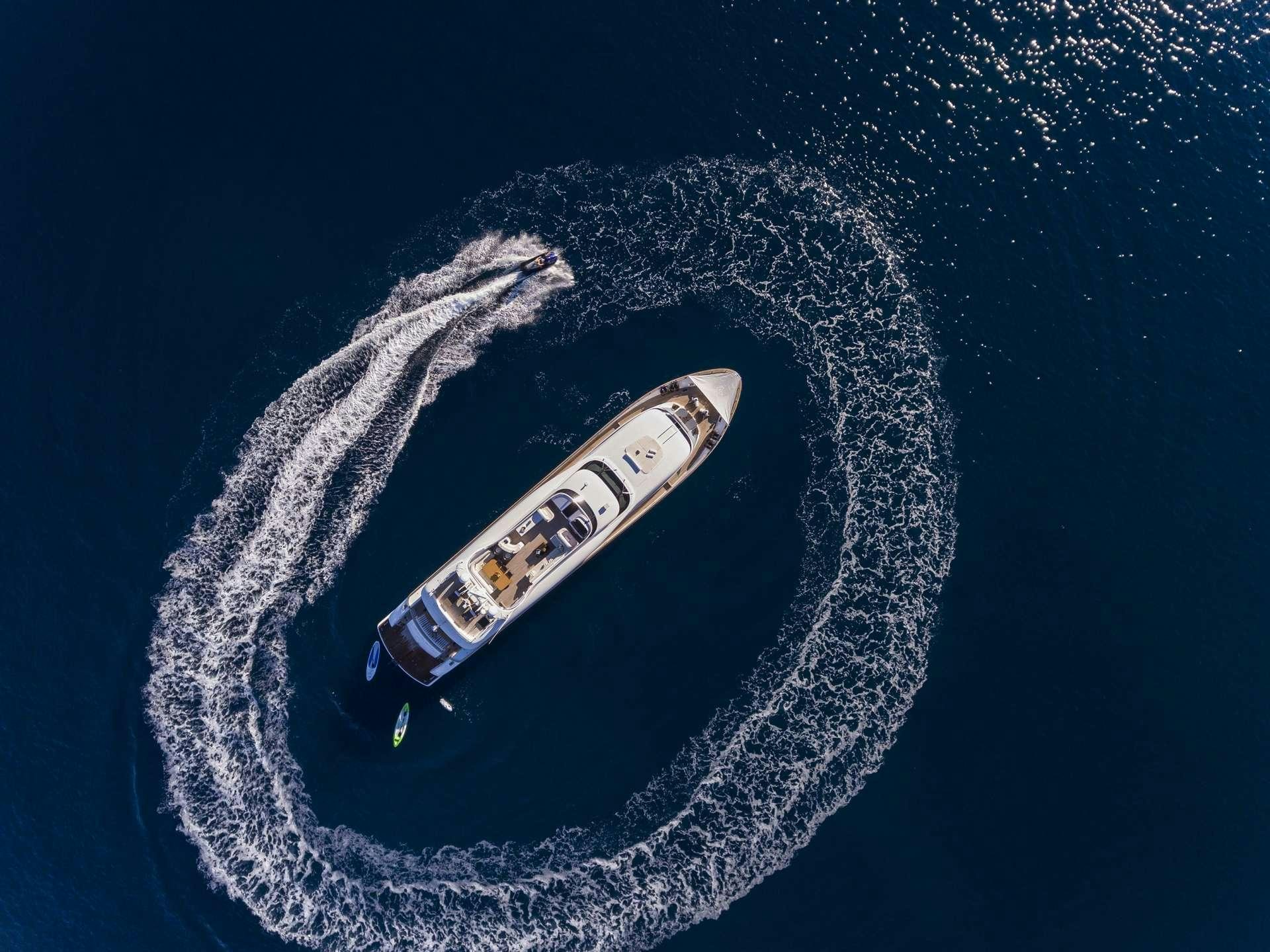 a small metal object on a blue cloth aboard ANASA Yacht for Charter