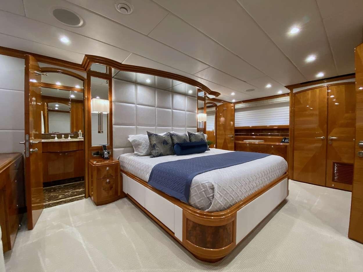 a bed in a room aboard BRANDI WINE Yacht for Charter