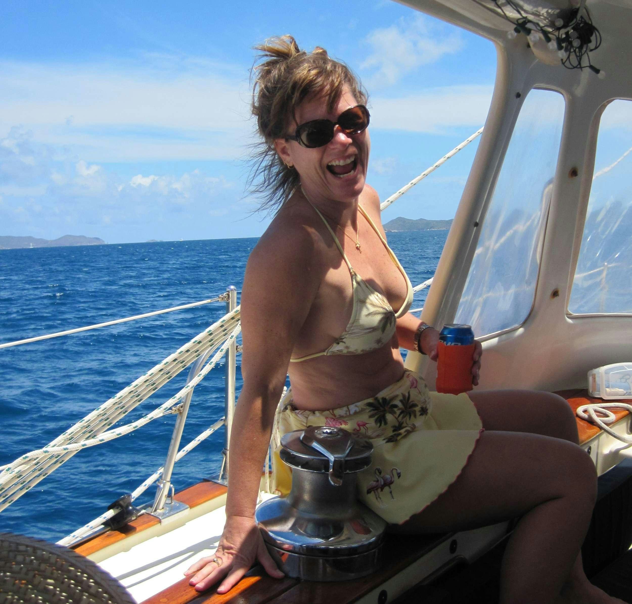 a person in a bikini on a boat aboard JALAPE&Ntilde;O Yacht for Charter