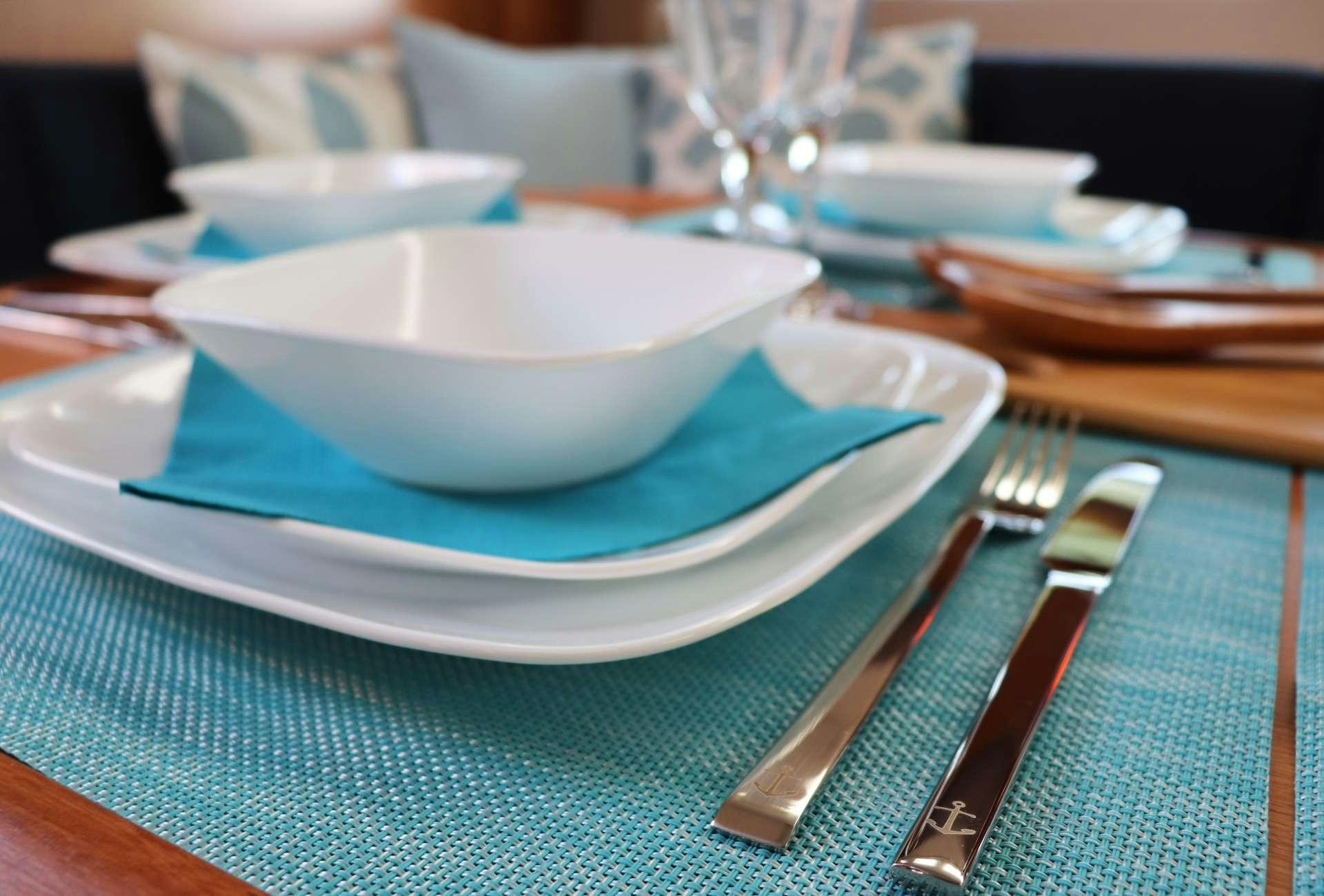 a fork on a plate aboard Wyvern Yacht for Charter