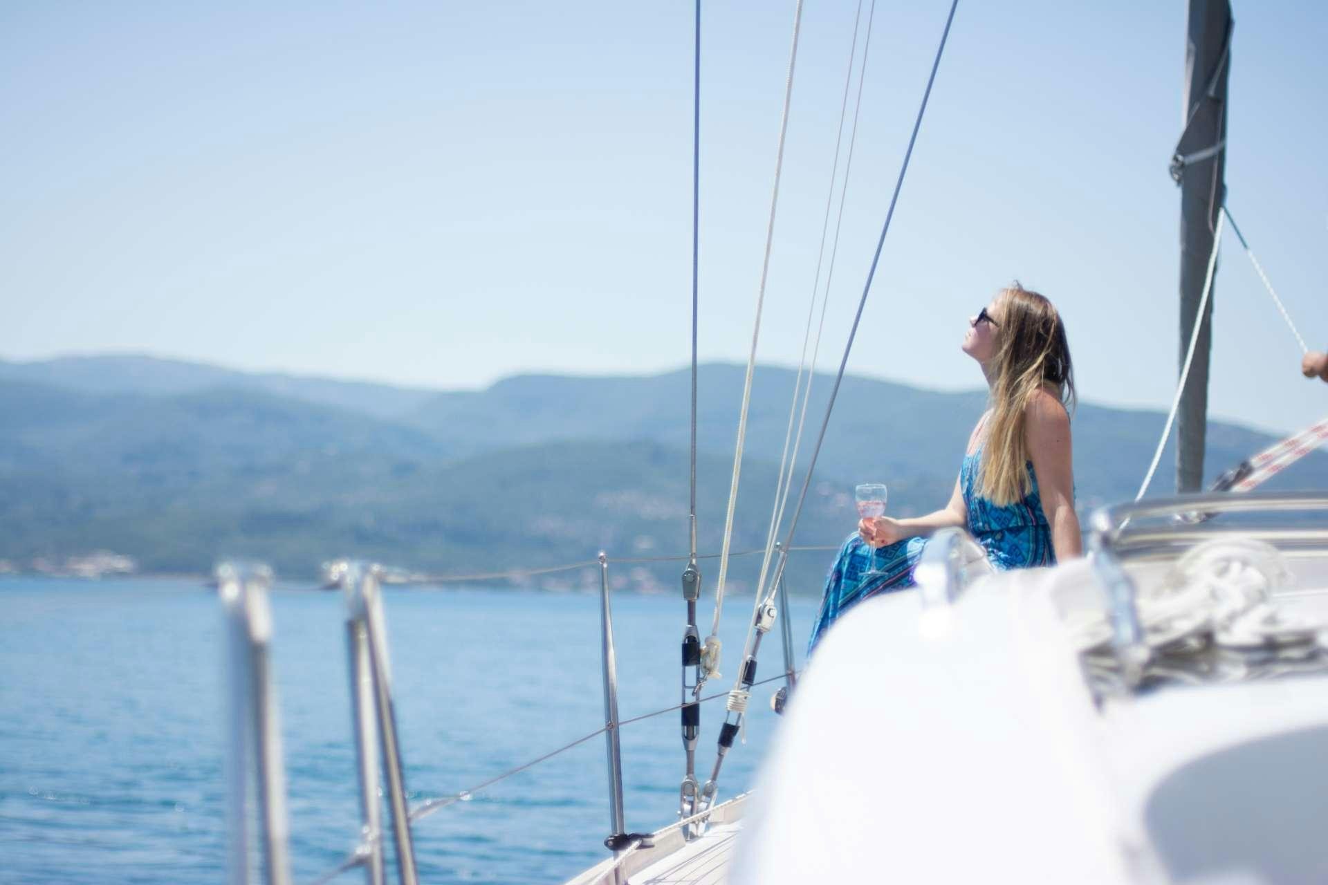 a person on a boat aboard Wyvern Yacht for Charter