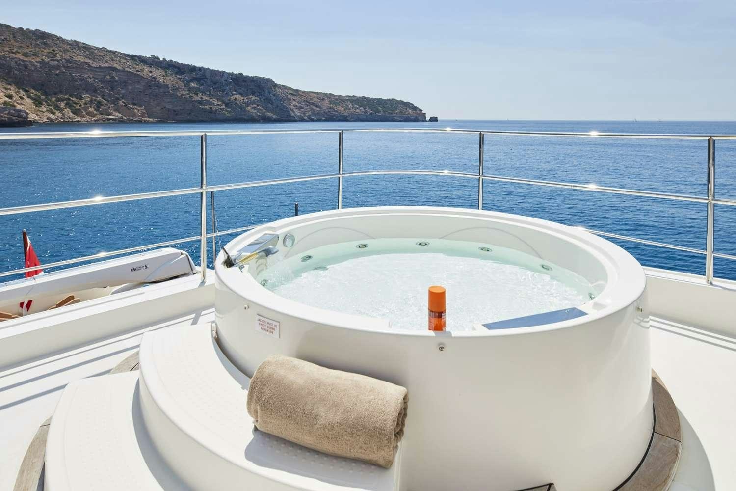 a white bathtub on a boat aboard BEST OFF Yacht for Charter